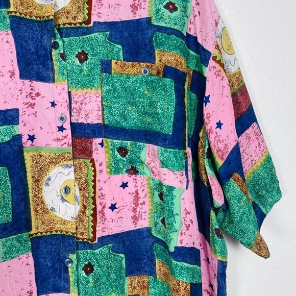 Mens Vintage Stunt Collections Boho Silk Top Size 24 XL/XXL - Picture 7 of 10